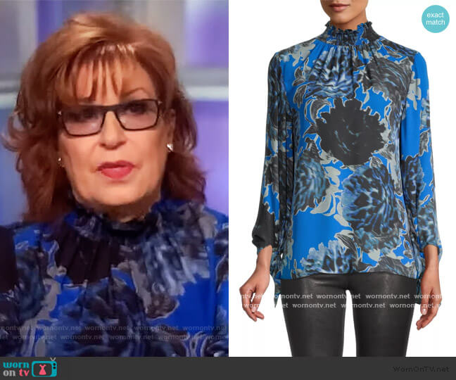 Kobi Halperin Eleni Silk Smocked Neck Blouse worn by Joy Behar on The View
