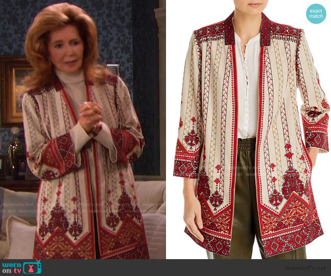 Kobi Halperin Embroidered Lexy Coat worn by Maggie Horton (Suzanne Rogers) on Days of our Lives