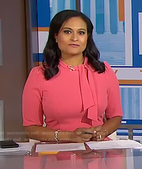 Kristen Welker’s pink tie neck dress on Today
