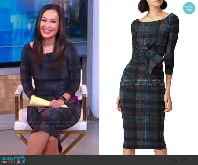La Petite Robe di Chiara Boni Plaid Thayna Sheath Dress worn by Eva Pilgrim on Good Morning America