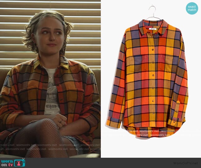 Madewell Flannel Sunday Shirt in Emmy Plaid worn by Isabel  (Sophie Reynolds) on LA's Finest