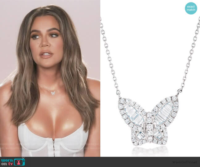 Nicole Rose Large Diamond Butterfly Pendant worn by Khloe Kardashian on Keeping Up with the Kardashians