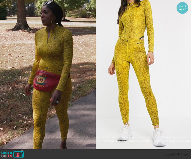 Nike Snake Pring Long Sleeve Bodysuit worn by Wendy Osefo on The Real Housewives of Potomac