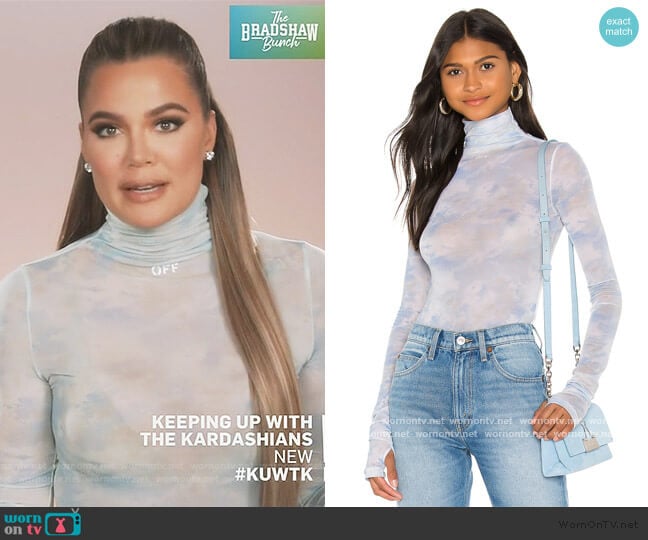 Off-White Tie Dye Turtleneck Bodysuit worn by Khloe Kardashian on Keeping Up with the Kardashians