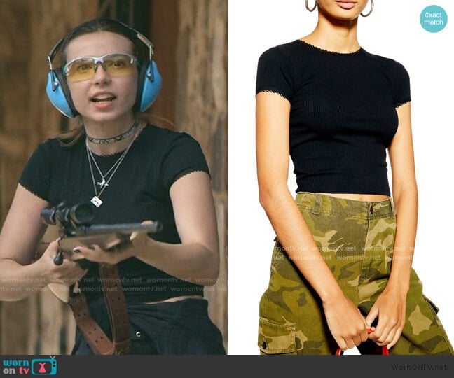 Topshop Picot Trim Ribbed Tee worn by Blair Wesley (Anjelica Bette Fellini) on Teenage Bounty Hunters