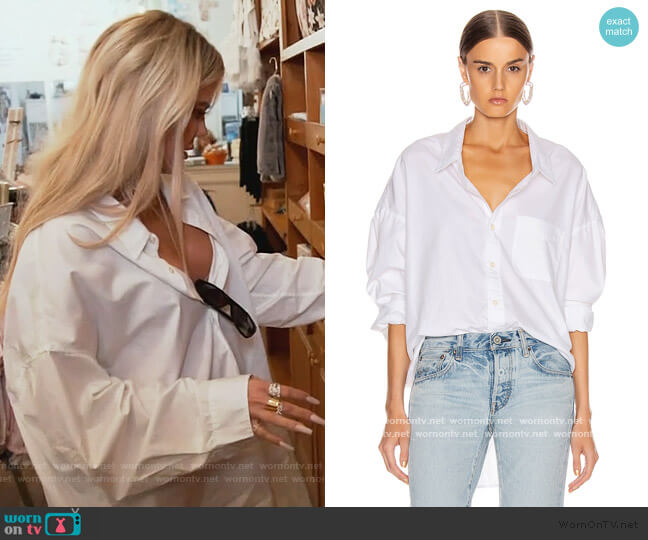 R13 White Drop Neck Shirt worn by Khloe Kardashian on Keeping Up with the Kardashians