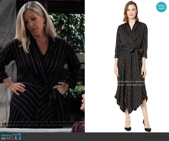 Ralph Lauren Collared Surplice Dress worn by Carly Spencer (Laura Wright) on General Hospital