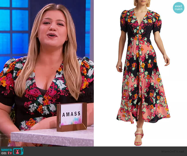 Saloni Lea Floral Silk Maxi Dress worn by Kelly Clarkson on The Kelly Clarkson Show
