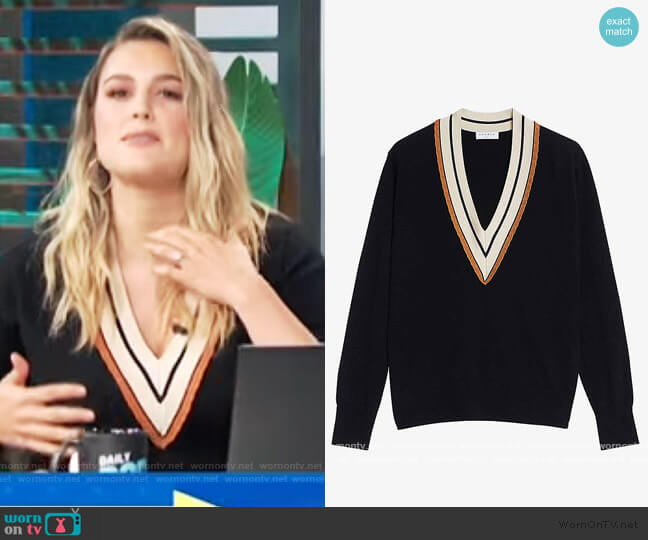 Sandro Colle V-neck jumper worn by Carissa Loethen Culiner on E! News