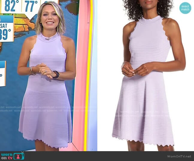 Eliza J Scalloped Fit & Flare Sweater Dress worn by Dylan Dreyer on Today
