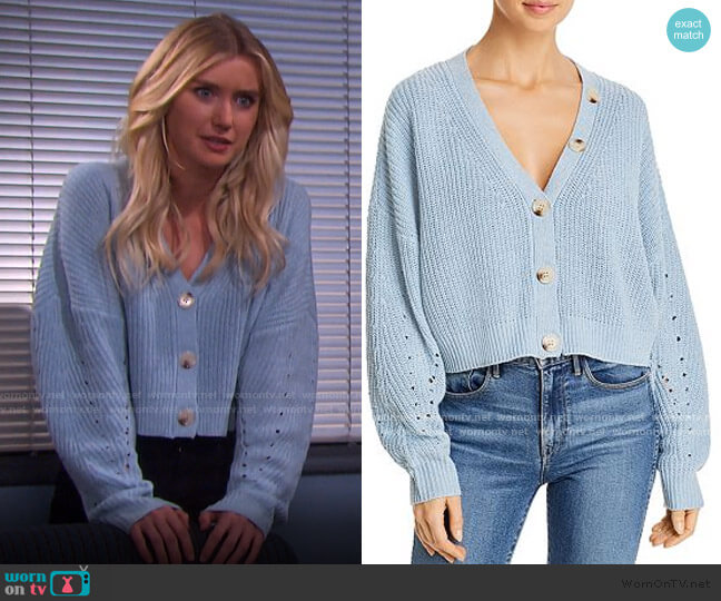 Line & Dot Scarlett Cropped Cardigan worn by Claire Brady (Isabel Durant ) on Days of our Lives