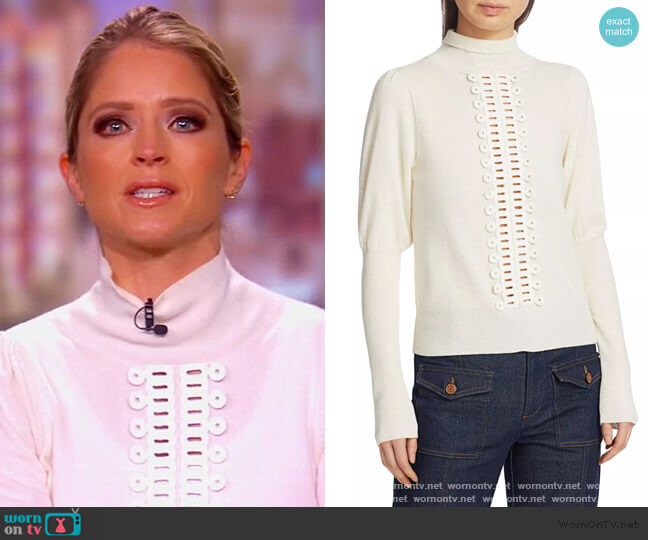 See by Chloe Lace Trim Knit Turtleneck worn by Sara Haines on The View