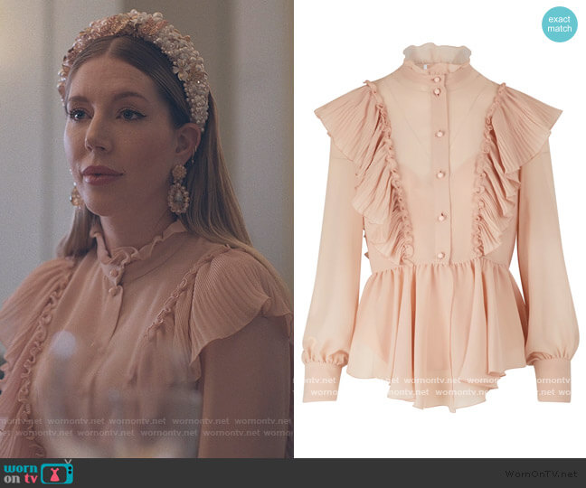 See by Chloe Ruffle Blouse worn by Katherine (Katherine Ryan) on The Duchess