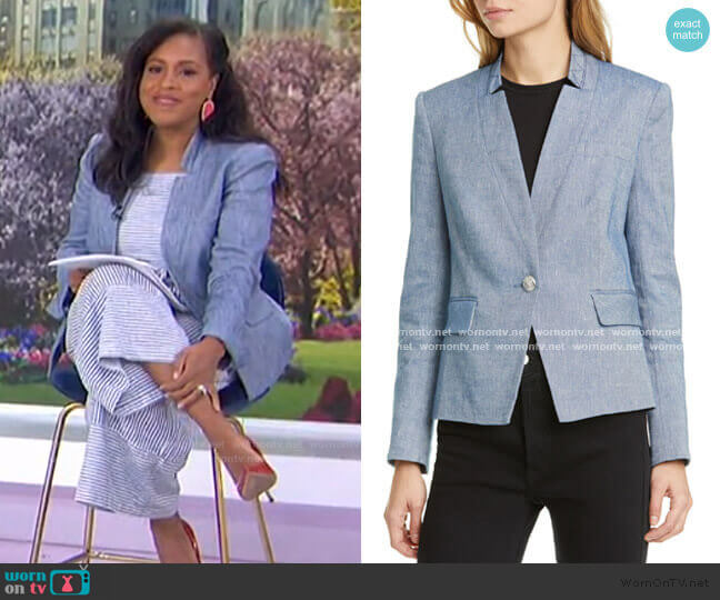 Veronica Beard Slim-Fit High-Collar Blazer worn by Sheinelle Jones on Today