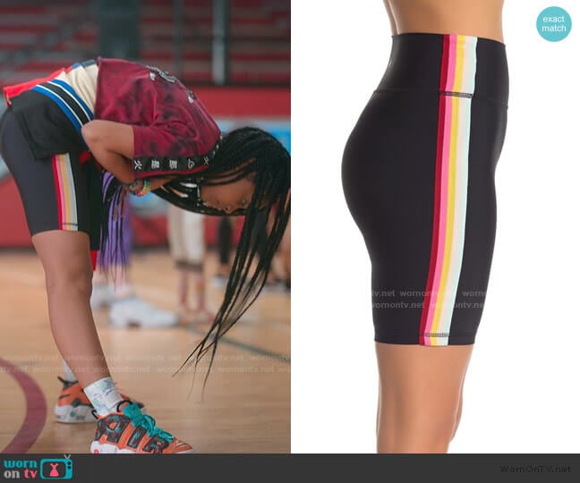 Spiritual Gangster Rainbow Side Stripe Bike Shorts worn by Flynn (Jadah Marie) on Julie and the Phantoms