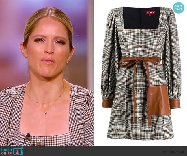 Staud Checked Tie Waist Dress worn by Sara Haines on The View