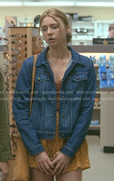 Sterling’s orange polka dot mini skirt on Teenage Bounty Hunters