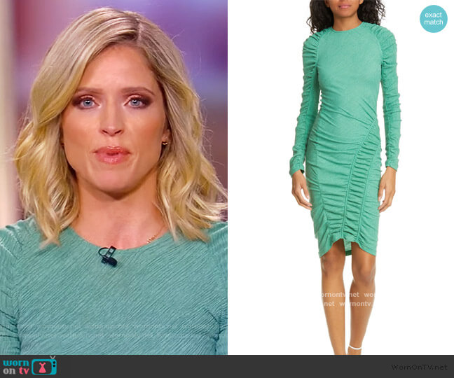Stine Goya Ezra Ruched Long Sleeve Dress worn by Sara Haines on The View