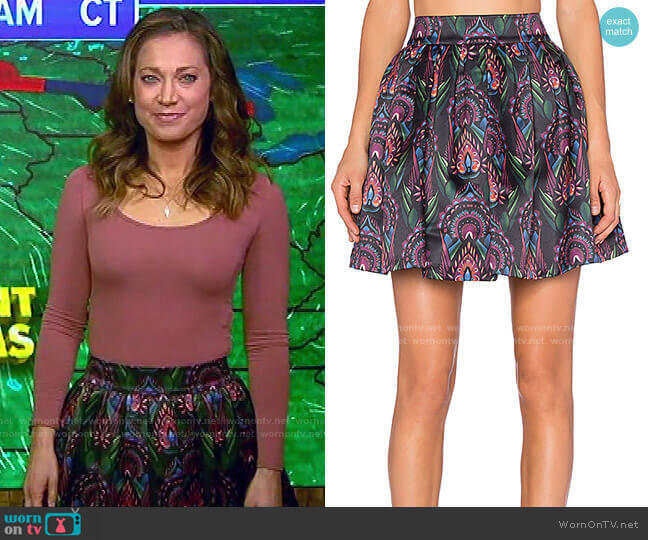 Alice + Olivia Stora Pleated Pouf Skirt worn by Ginger Zee on Good Morning America