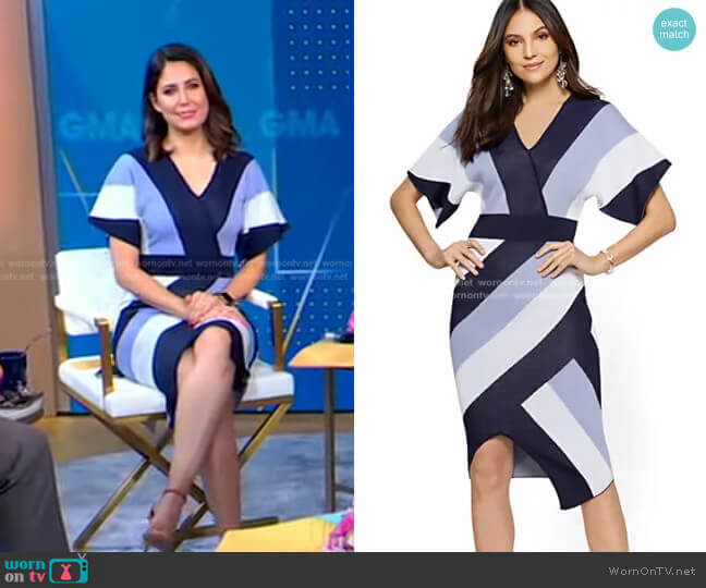 New York & Company Stripe Wrap Sweater Dress worn by Cecilia Vega on Good Morning America