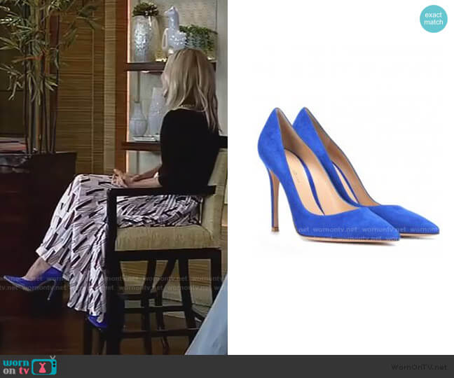 by Gianvito Rossi Suede Pumps worn by Kelly Ripa on Live with Kelly and Mark