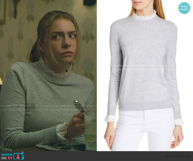Ted Baker Kaytiie Broderie Lace Collar & Cuff Sweater worn by Sterling Wesley (Maddie Phillips) on Teenage Bounty Hunters
