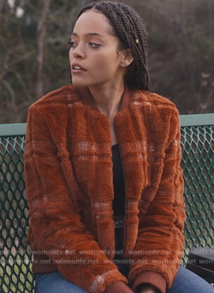 Tabitha’s brown teddy jacket on Trinkets