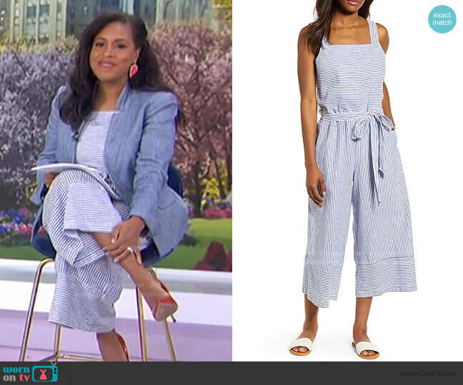 Beachlunchlounge Talia Stripe Jumpsuit worn by Sheinelle Jones on Today
