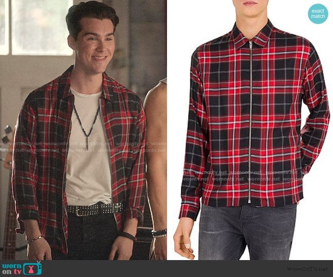 The Kooples Tartan Zip Front Regular Fit Shirt