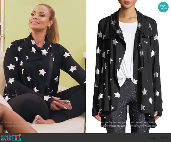 Terez Foil-Printed Draped Zip-Front Jacket worn by Gizelle Bryant on The Real Housewives of Potomac