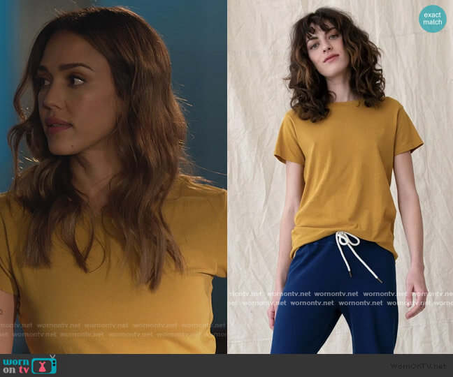 The Great The Slim Tee in Butterscotch worn by Nancy McKenna (Jessica Alba) on LA's Finest