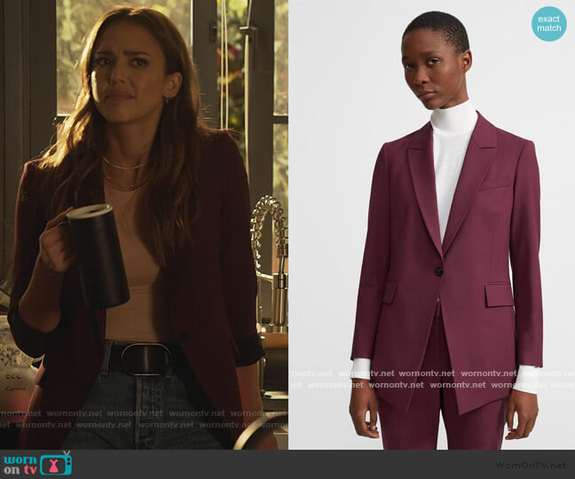 Theory in Mulberry Etiennette Blazer worn by Nancy McKenna (Jessica Alba) on LA's Finest
