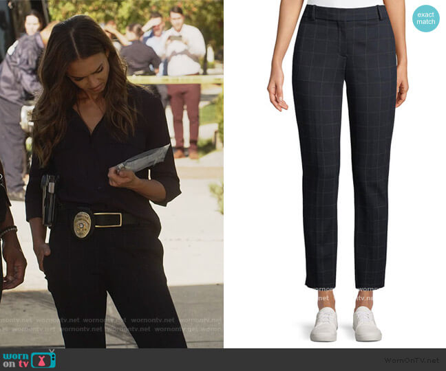 Theory Straight Leg Windowpane Pants worn by Nancy McKenna (Jessica Alba) on LA's Finest