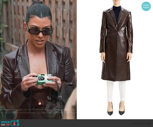 Theory Varnished Leather Coat worn by Kourtney Kardashian on Keeping Up with the Kardashians