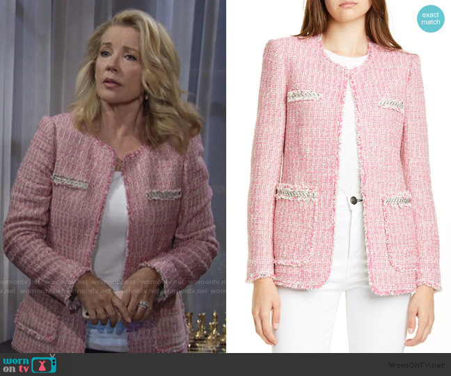 Rebecca Taylor Tonal Fringe Tweed Jacket worn by Nikki Reed Newman (Melody Thomas-Scott) on The Young and the Restless