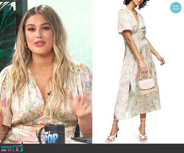 Topshop Willow Floral Angel Sleeve Satin Midi Dress worn by Carissa Loethen Culiner on E! News