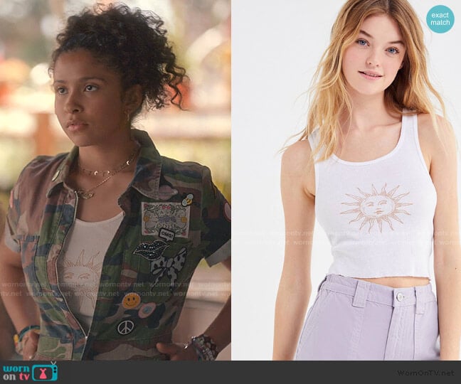 Urban Outfitters Truly Madly Deeply Sun Ribbed Cropped Tank Top worn by Julie (Madison Reyes) on Julie and the Phantoms