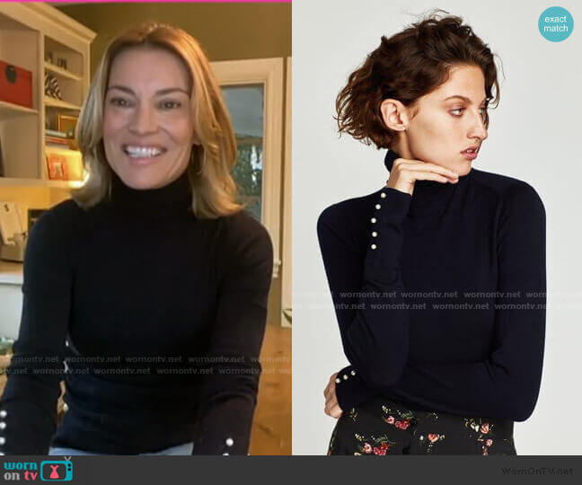 Zara Turtleneck Sweater with Pearl Buttons