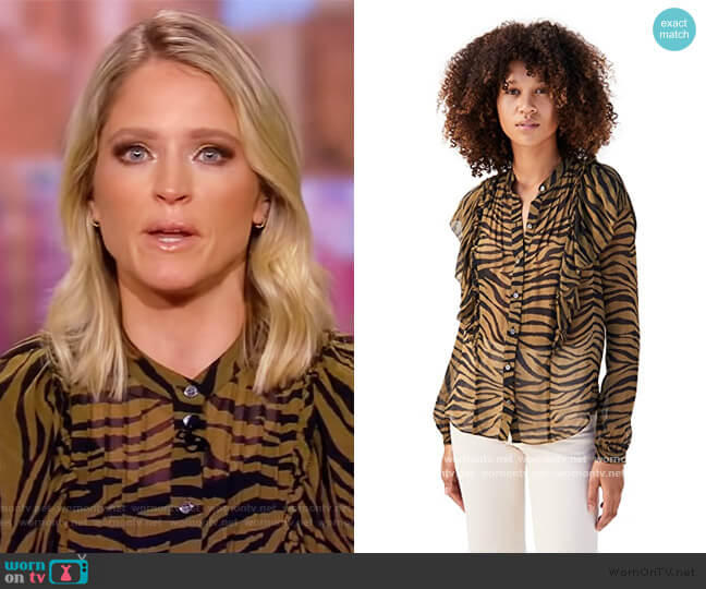 Veronica Beard Camilla Zebra Top worn by Sara Haines on The View