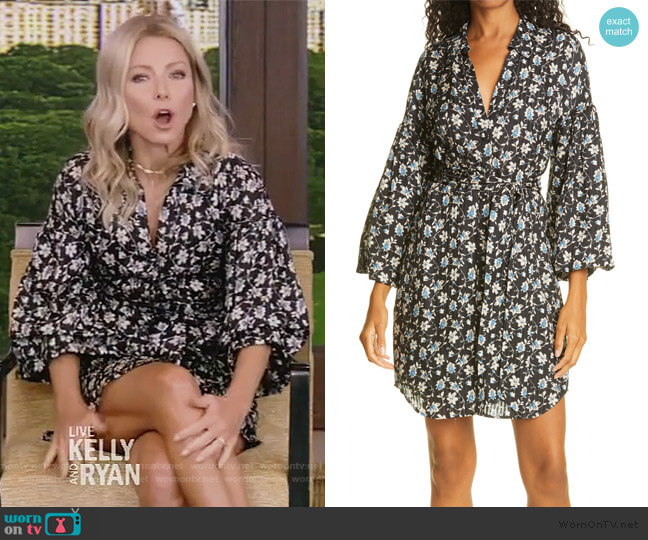 Veronica Beard Samy Tie Waist Long Sleeve Dress worn by Kelly Ripa on Live with Kelly and Mark