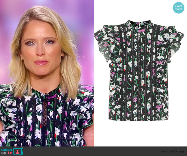 Veronica Beard Sol floral cotton-blend top worn by Sara Haines on The View