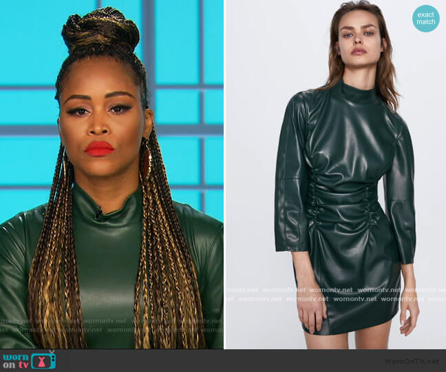 Zara Faux Leather Mini Dress worn by Eve on The Talk