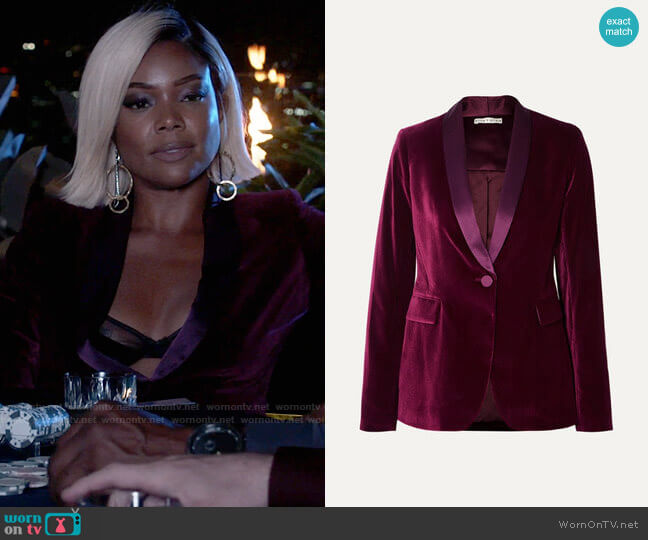 Alice + Olivia Macey satin-trimmed velvet blazer worn by Sydney Burnett (Gabrielle Union) on LA's Finest