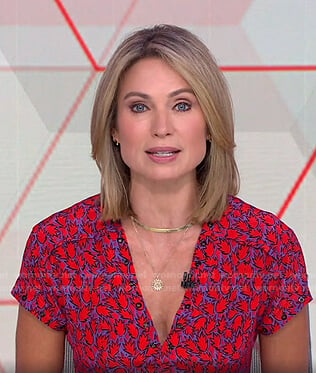 Amy’s red printed v-neck dress on Good Morning America