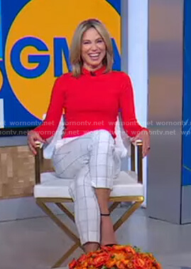 Amy’s white grid check pants on Good Morning America