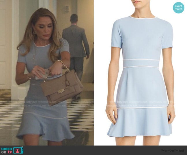 Aqua Piped Flounce-Hem Dress worn by Debbie Wesley (Virginia Williams) on Teenage Bounty Hunters