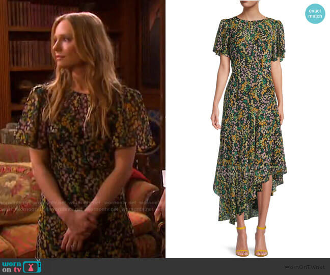 ASTR the Label Flutter-Sleeve Asymmetrical Floral Dress worn by Abigail Deveraux (Marci Miller) on Days of our Lives