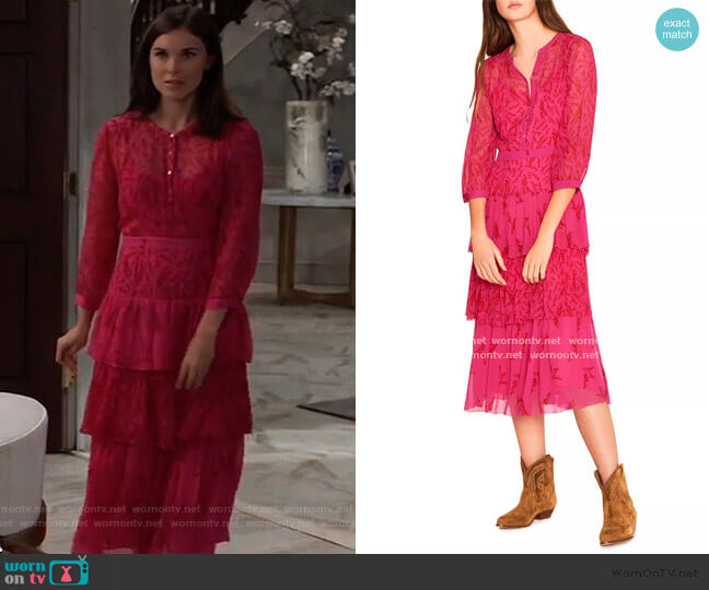 ba&sh Morris Floral-Print Midi Dress worn by Willow Tait (Katelyn MacMullen) on General Hospital