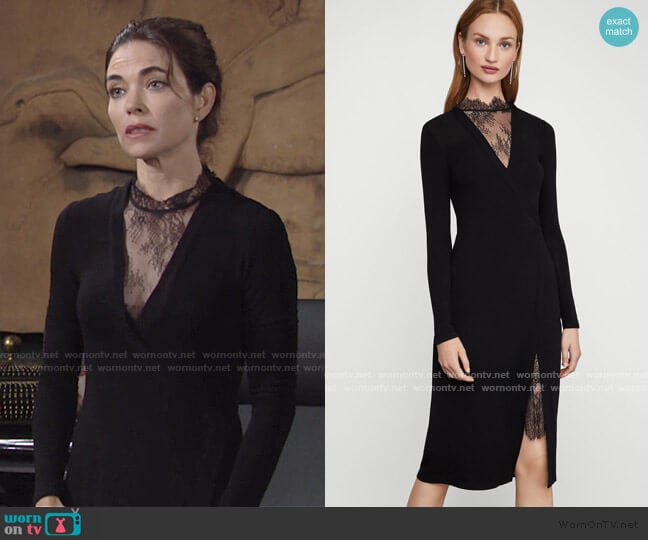 Bcbgmaxazria Lace Neck Dress worn by Victoria Newman (Amelia Heinle) on The Young and the Restless