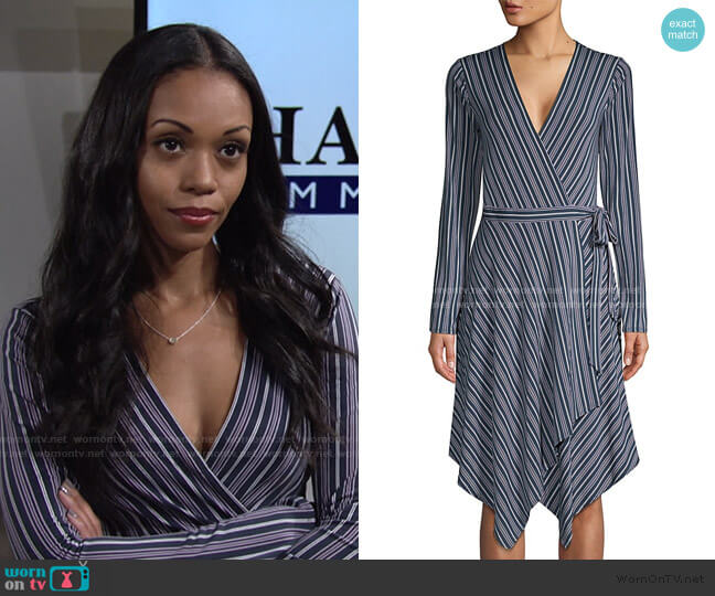 Bcbgmaxazria Striped Wrap Dress worn by Amanda Sinclair (Mishael Morgan) on The Young and the Restless